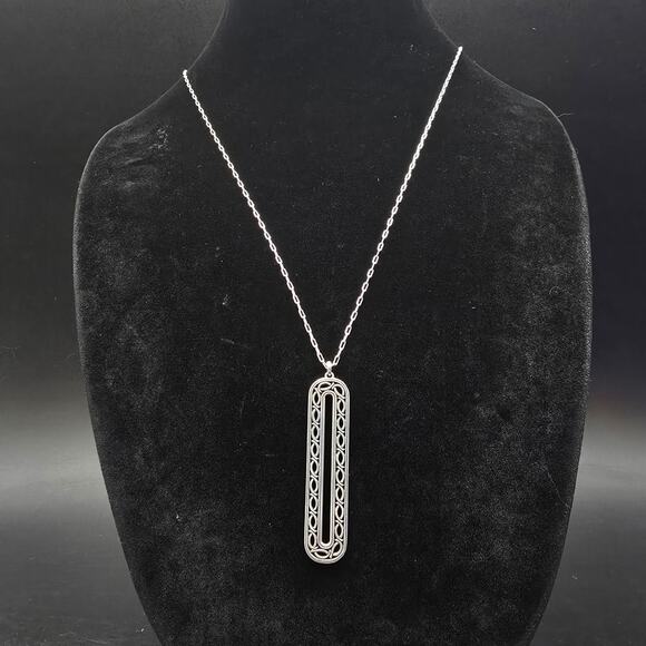 Brighton Ferrara Equestra Necklace Pendant Silver Tone Long OVal - Picture 6 of 6